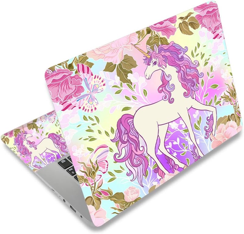 Laptop Stickers Decal,12 13 14 15 15.6 inches Netbook Laptop Skin Sticker Reusable Protector Cover Case for Toshiba Hp Samsung Dell Apple Acer Leonovo Sony Asus Laptop Notebook (Pink Unicorn)